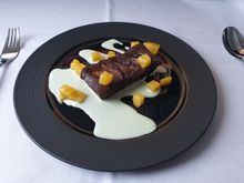 Warm chocolate plum cake