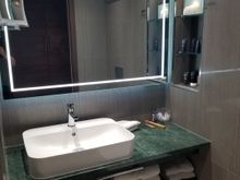 Square light up make-up/shaving mirror with a large well-lit regular mirror