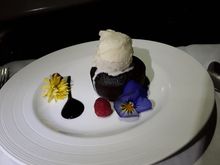 Chocolate sponge and ice cream