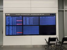 The departure board shows all of the flights for the next 24 hours and it’s barely more than half full