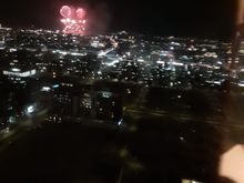 Fireworks in the distance on Friday evening ( had to get the camera close to the window to minimise glare from the lounge)