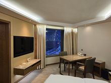 Desk and view from room