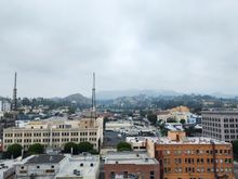Foggy day but the Hollywood is visible from the restaurant 