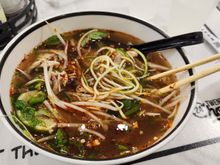 Dinner Friday night from Twenty Pho Hour. The noodles are actually zoodles (zucchini noodles).
