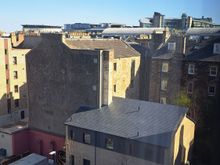 Side view from rm 531 ( can just see the top of the back of edinburgh castle jutting above an office building) at the top right