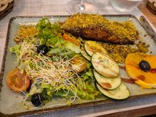 Luca was super helpful with my Mum's long list of allergies. This was a salmon fillet baked in a pistachio crust. 