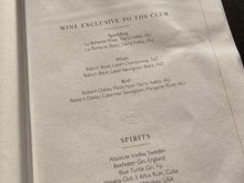 Evening drinks menu