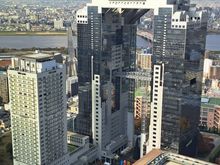 Panning left you get the Umeda skybuilding ( christmas market at the foot of the building) ,the river and the Westin hotel