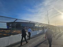 Google was nice enough to pay to block off Mandalay Blvd so we could walk to Allegiant Stadium without having to deal with traffic. Walking into a blazing sun wasn't very pleasant though.