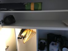 Closet space - there is a Nespresso machine and minibar