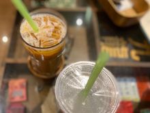 Hong Kong style milk tea and barley , both iced as with water ..