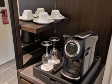 A little downside is that it uses discs, which aren’t exactly easy to find. I usually carry some backup Lavazzas in Nespresso format, but that doesn’t fit this one.