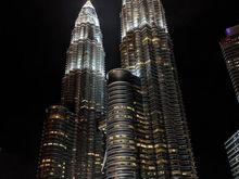 View from the bar at the W - when lit up at night, the twin towers are lovely