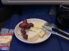 So much better than the cheese departing SFO. FA also offered one of the other desserts, and lots of these cheese plates were available all flight as snacks