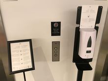 Every floor has a hand sanitizer stand