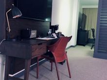 Desk in the room opposite the bed