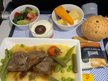 Another vote for the beef cheeks, from last Friday’s LHR to LPA. The dessert, cheese and bread were all good too. The starter was too small to bother with tho, really. 

Pillows and blankets at every CE seat. Champagne from full size bottles, with top ups available whenever requested…