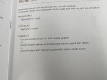 Breakfast at 11am destination time.