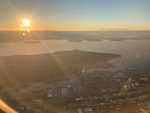 Seattle at sunset on departure 