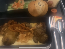 Meatless meatballs with mashed potatoes as main dish. 