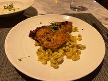 Schnitzel with the cabbage and spatzle was hot and terrific