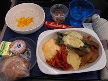 Steak & eggs option… I know what you’re thinking… where’s the steak?  Was so small it was hiding underneath the asparagus.  Food was over cooked.  Other option was cheese omelette with ham, and another I can’t remember.  
