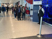 Lining up to get into the IAH C1 UC on Saturday morning 