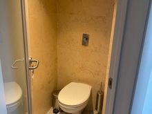 There is a separate toilet (without a sink, which I thought was a design flaw).