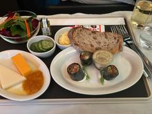 Appetizer (rice paper rolls with tuna, kimchi)