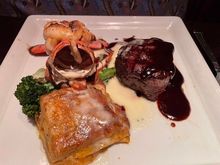 Mahalo Monday, Filet Mignon, Lobster tail, veggies and scalloped potatoes. $49 3 course special