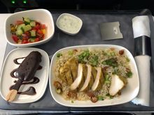 Chicken Shawarma - served with coconut basmati rice, dates, scallions, and tzatziki sauce.
