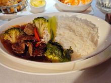 Tender beef and brocolli stir fry - not bad, I didn't fancy the breaded Thai chicken but I think I would have preferred the beef steak on the westbound routes