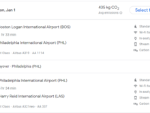 This is one way - you can get return for £845 on the Friday.  AS PHL-LAS is over 2000 miles it's 140 TP.  So this single would get you 180 TP and the return 360 TP.