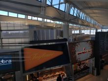 View of construction from international arrival level near gate C134