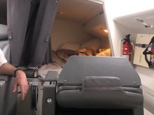 Here is a photo of the upstairs crew area on the 777-300.  Our heads are probably 3-4 