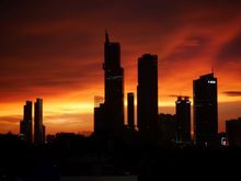 Not exactly the room, but the sunset view from the lounge. The Hermitage, Jakarta. 