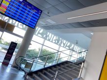 Upstairs to airside. 