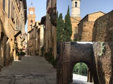 A few scenes from Pienza - right and left from the hotel entry, and a church just outside the wall