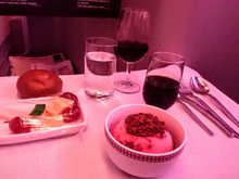 Strawberry sorbet and cheese... plus a glass of Rioja, Pedro Ximenez Nectar...  