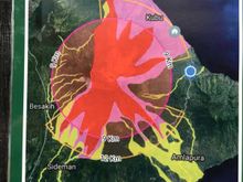 Radius of Gunung Agung - effects on Amlapura regency ---- far away from Jimbaran