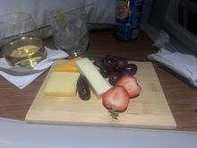 Cheese plates were put out. Also had an espresso before landing to be prepared for a 5-hour FFD layover due to this schedule change. 