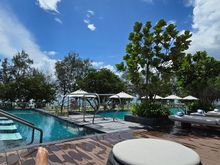 View of the adult pool and bubble area on the left