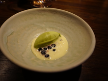 Wild Thyme ice cream, smoked cream and crowberry