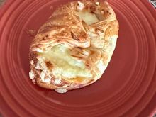 The much talked about (in the Costco thread) La Boulangerie Ham and Swiss Cheese Pocket for breakfast this morning. 