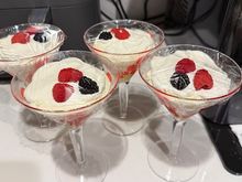 Tonight’s dinner dessert - home made lemon mousse. I forgot to take pic until after I’d covered them. 