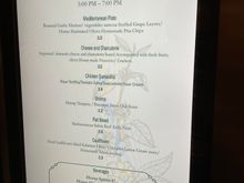 Snack menu at the bar