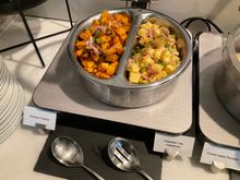 Left: spiced habanero  potatoes | right: fried jalepeno tofu
