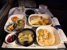 Main meal featuring fish and chestnuts.