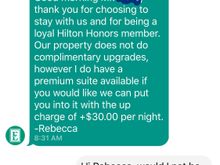 Denied complimentary upgrade as Diamond