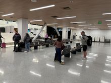 A large repacking area as you exit.